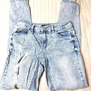 Refuge Womens Distressed Boyfriend‎ Jeans Size 4 Light Wash Stretch Straight Leg